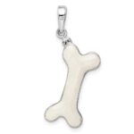 De-Ani Sterling Silver Rhodium-Plated Polished 3D Enameled Dog Bone Pendant - Image 3