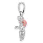 De-Ani Sterling Silver Rhodium-Plated Polished 3D Enameled Angel Pendant - Image 2