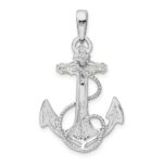 De-Ani Sterling Silver Rhodium-Plated Enameled Anchor with Rope Pendant - Image 4