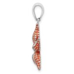 De-Ani Sterling Silver Rhodium-Plated Enameled Orange Starfish Pendant - Image 2