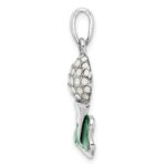 De-Ani Sterling Silver Rhodium-Plated Polished Enameled Golf Ball with Tee Pendant - Image 2