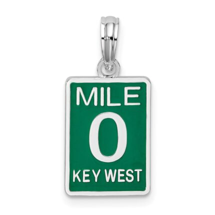 De-Ani Sterling Silver Rhodium-Plated Enameled Small Key West Mile 0 Pendant