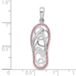 De-Ani Sterling Silver Rhodium-Plated Enameled LOVE Flip-flop Pendant - Image 3