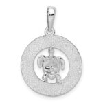 De-Ani Sterling Silver Rhodium-Plated Enameled Bahamas Circle with Turtle Pendant - Image 4