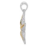 De-Ani Sterling Silver Rhodium-Plated Polished Starfish with 14k Accent Pendant - Image 2