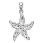 De-Ani Sterling Silver Rhodium-Plated Polished Starfish with 14k Accent Pendant - Image 4