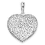 De-Ani Sterling Silver Rhodium-plated Fancy Heart with 14k Accents Pendant - Image 4