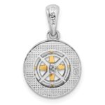 De-Ani Sterling Silver Rhodium-Plated Polished Mini Compass with 14k Needle Pendant - Image 4