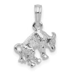 De-Ani Sterling Silver Rhodium-Plated Polished 3D Taurus Zodiac Pendant - Image 4