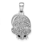 Sterling Silver Rhodium-plated Preciosa Crystal Mouse Pendant