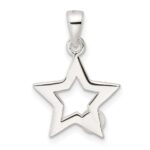 Sterling Silver Rhodium-plated Polished Imitation Pearl Star Pendant - Image 4