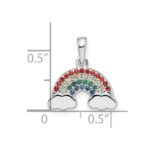 Sterling Silver Rh-plated Multi-color Nano Crystal Rainbow Pendant - Image 3