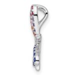 Sterling Silver Rhodium-plated Multicolor CZ Dragonfly Chain Slide - Image 2
