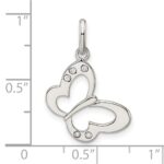 Sterling Silver Polished CZ Butterfly Pendant - Image 3