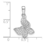 Sterling Silver Rhodium-plated CZ Butterfly Pendant - Image 3