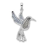 Sterling Silver Blk/White RH-plated Multicolor CZ Hummingbird Pendant - Image 4