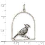 Sterling Silver Antiqued Bird on Branch in Cage Pendant - Image 3