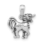 Sterling Silver Antiqued Polished Unicorn Pendant - Image 4