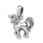 Sterling Silver Antiqued Polished Unicorn Pendant - Image 5