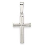 Sterling Silver Polished and Satin Center Latin Cross Pendant
