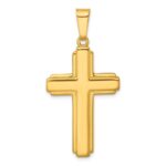 Sterling Silver Gold-tone Polished and Grooved Cross Pendant