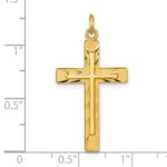 Sterling Silver Gold-plated Polished and Satin D/C Cross Pendant - Image 3