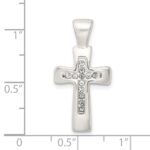 Sterling Silver Polished Crystal Cross Pendant - Image 3