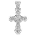 Sterling Silver Rhodium-plated Polished CZ Cross Pendant