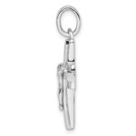 Sterling Silver Rhodium-plated Polished and Laser Crucifix Pendant - Image 2