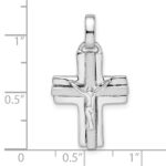 Sterling Silver Rhodium-plated Polished and Laser Crucifix Pendant - Image 3