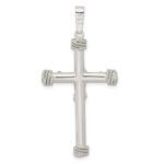 Sterling Silver Polished w/Rope Ends Hollow Crucifix Pendant - Image 4