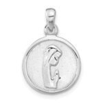 Sterling Silver Rhodium-plated Polished Mary Praying Pendant
