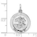 Sterling Silver Rhodium-plated Polished Solid Saint Michael Pendant - Image 3