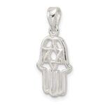 Sterling Silver Polished Chamseh w/Star of David Pendant - Image 5