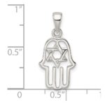 Sterling Silver Polished Chamseh w/Star of David Pendant - Image 3