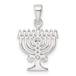 Sterling Silver Polished Menorah Pendant - Image 3