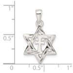 Sterling Silver Polished and D/C Star of David w/Cross Pendant - Image 4