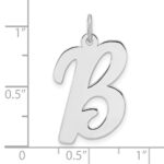 Large Sterling Silver Rhodium-plated Script Letter B Initial Charm - Image 4