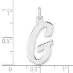 Large Sterling Silver Rhodium-plated Script Letter G Initial Charm - Image 4