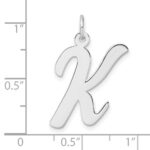 Large Sterling Silver Rhodium-plated Script Letter K Initial Charm - Image 4