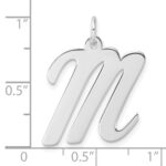 Large Sterling Silver Rhodium-plated Script Letter M Initial Charm - Image 4