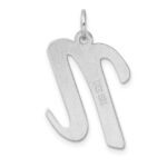 Large Sterling Silver Rhodium-plated Script Letter N Initial Charm - Image 3