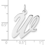 Large Sterling Silver Rhodium-plated Script Letter W Initial Charm - Image 4