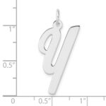 Large Sterling Silver Rhodium-plated Script Letter Y Initial Charm - Image 4
