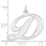 Large Sterling Silver Rhodium-plated Fancy Script Letter D Initial Charm - Image 4