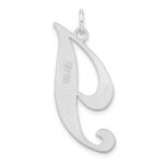 Large Sterling Silver Rhodium-plated Fancy Script Letter I Initial Charm - Image 3