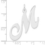 Large Sterling Silver Rhodium-plated Fancy Script Letter M Initial Charm - Image 4