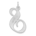 Large Sterling Silver Rhodium-plated Fancy Script Letter S Initial Charm - Image 3