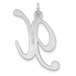 Large Sterling Silver Rhodium-plated Fancy Script Letter X Initial Charm - Image 3