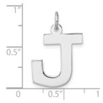Large Sterling Silver Rhodium-plated Block Letter J Initial Charm - Image 4